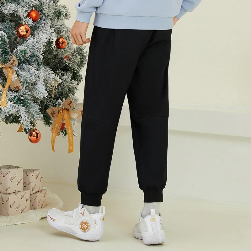 Li-Ning X DFT Artist Collaboration Wade Series Letter Pattern Sweatpants Men Bottoms Black AKXR625-2