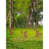 3-Piece Rusty Rabbit Wrought Iron Garden Stake Set - Outdoor Metal Animal Sculptures For Lawn, Garden And Holiday Decorations
