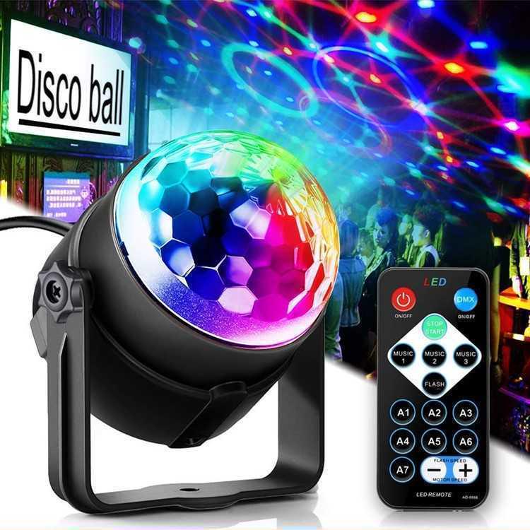 LED Rotating Crystal Magic Ball: Seven-Color Stage Light for DJ, KTV, and Festivals