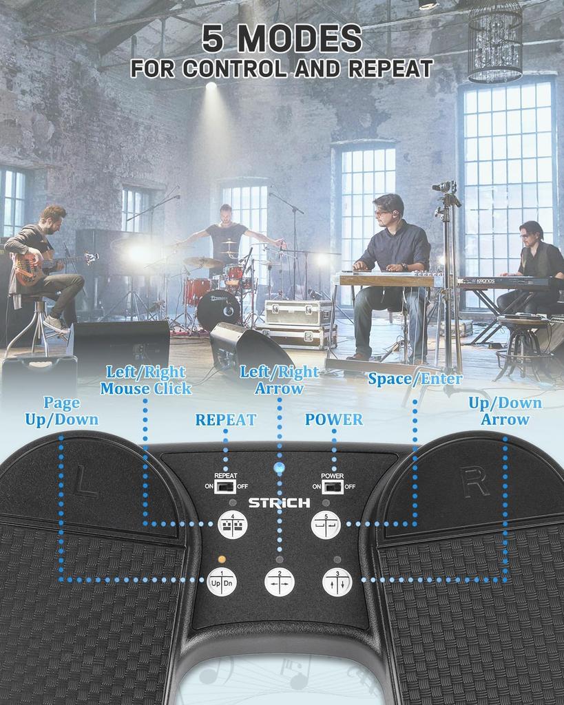 STRICH Беспроводной переключатель страниц для ног, совместимый с iPad и планшетами Windows, педаль, 11, SPT-10
