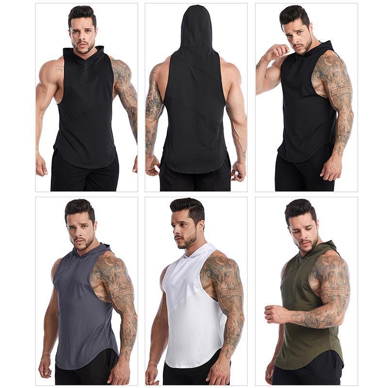 Мужской быстросохнущий спортивный жилет с капюшоном для летних пробежек и баскетбола на открытом воздухе
