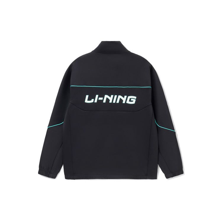 Баскетбольная куртка Li Ning Sports с длинным рукавом и воротником-стойкой, свободная, с логотипом, черная, унисекс AWDR717-3