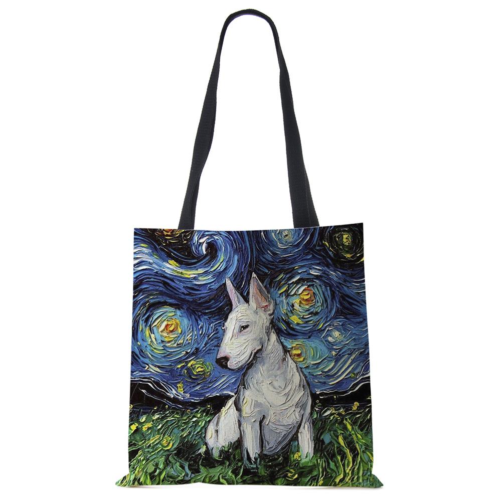 Звездное небо Животное Собака Принт Сумка-тоут Сумка через плечо Женская Большая Повседневная Сумка для покупок Дамская Ручная сумка для покупок На открытом воздухе CLE
