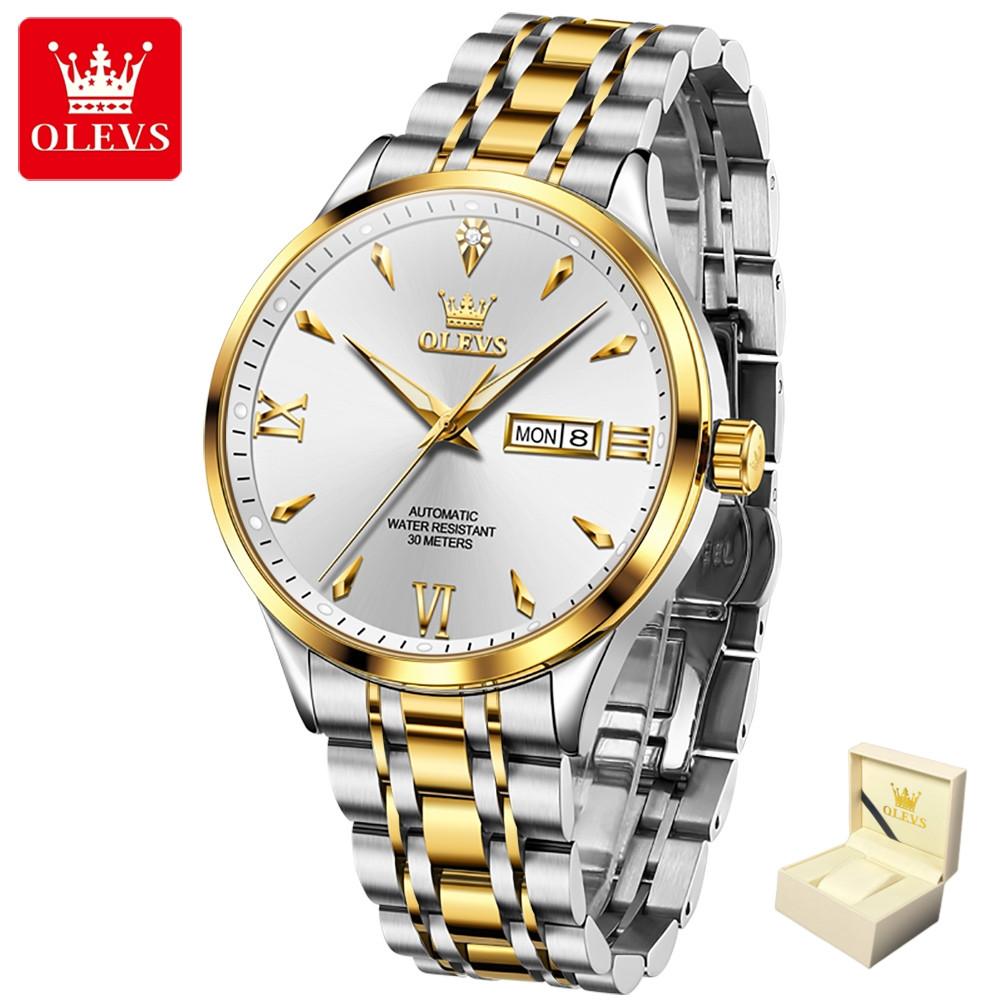 OLEVS Men's Watch Automatic Mechanical Watch Simple Luminous Double Calendar High-end Watch