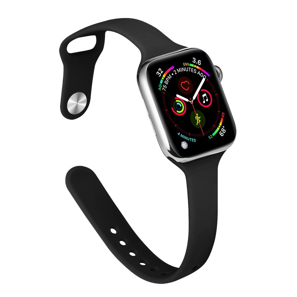 Ремешок для Apple Watch Band 40 мм, 44 мм, 45 мм, 41 мм, 38 мм, 42 мм, спортивный тонкий силиконовый браслет correa iWatch Series 8 Ultra 2 SE 7 6 3 9