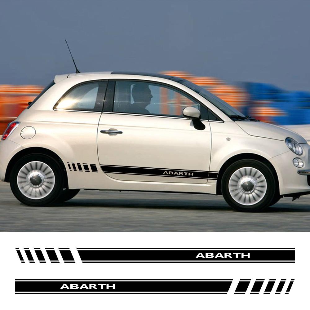 2 шт. Автомобильные боковые полосы-наклейки для FIAT 500 Abarth, Аксессуары, Тюнинг, Автомобильная виниловая пленка, Гоночные спортивные графические наклейки