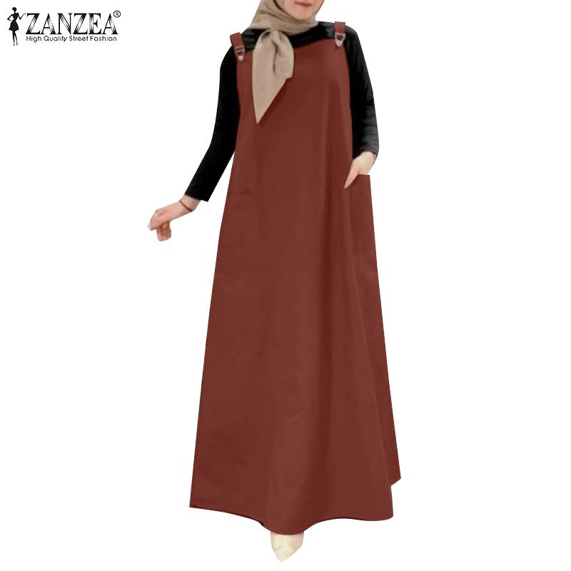 ZANZEA Женское повседневное платье с квадратным воротником и без рукавов на бретелях, длинное платье