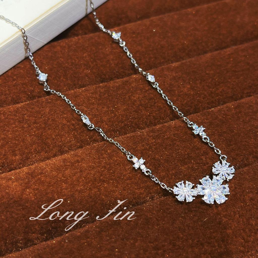 20 Light Luxury Forget-Me-Not Flower Necklace Bracelet Full Of Diamonds And Flash Premium Light Luxury Necklace Jewelry