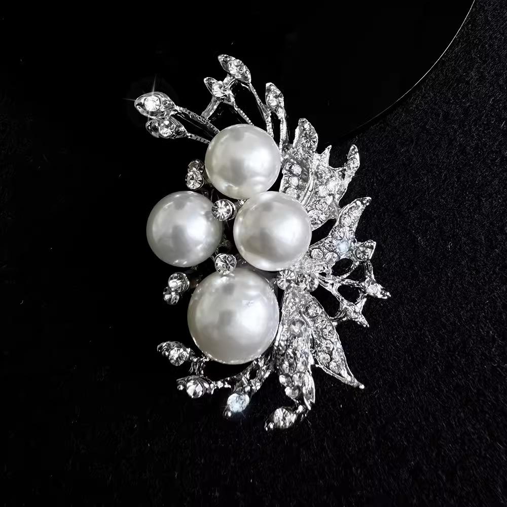 Броши из высококачественного сплава с бриллиантами и жемчугом, аксессуары для одежды, корсажи, булавки