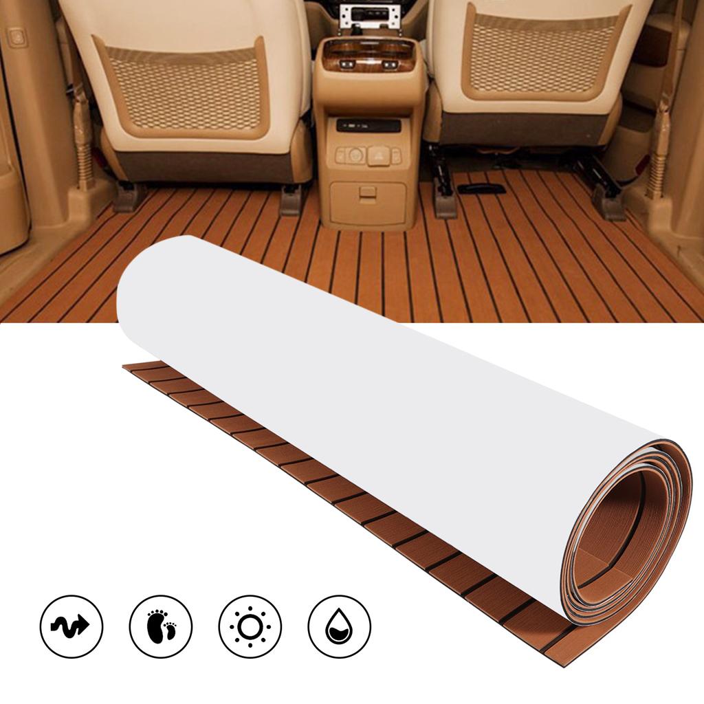 EVA Foam Teak Boat Decking Sheet Carpet Self-Adhesive Marine Yacht RV Boat Flooring Mats Decking Pad 94.5" x 35.4" Brown