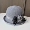 Summer new flower knitted basin hat women's face small curling edge fashion sun hat French sunscreen top hat
