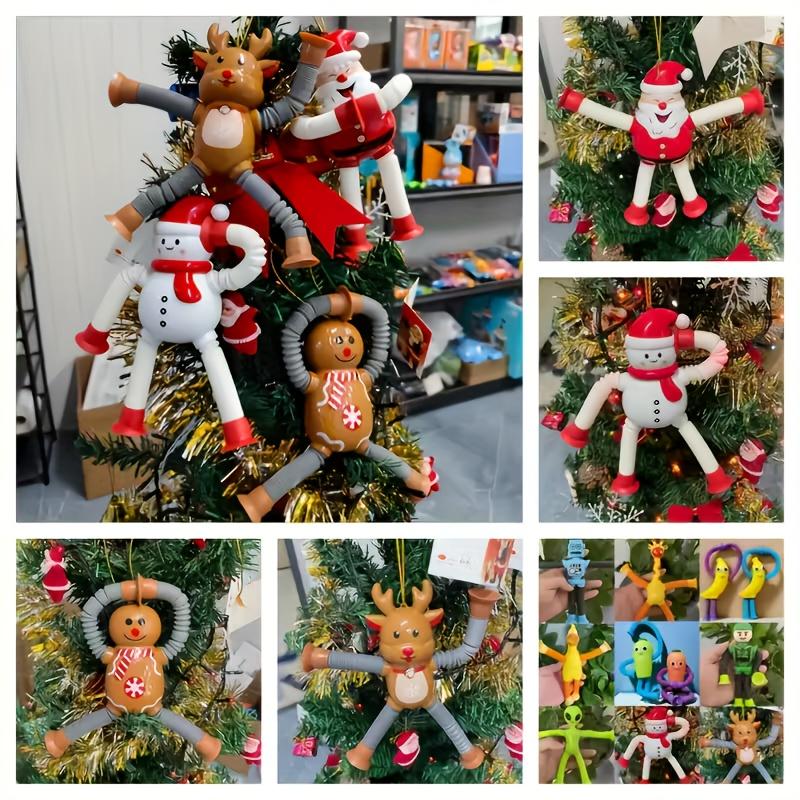 4 шт. Телескопические игрушки-трубки, Рождественское украшение, Игрушка-трансформер. Рождественский кулон Дед Мороз/Снеговик/Олень/Пряничный человечек