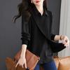 Shirt for Women Oversize Cotton Loose Blouse Fake Two Pieces Casual Long Sleeve Pullover Turn Down Collar Shirt Top