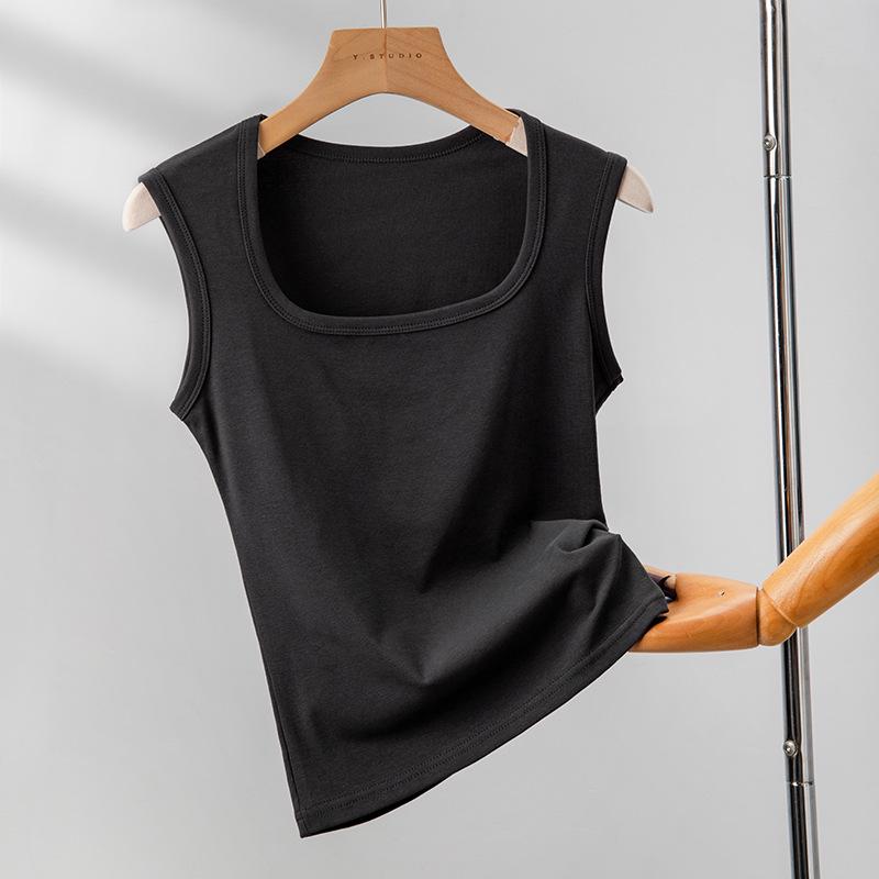 Women's Wide-Strap White Camisole: Pure Cotton, Large Size, All-Season, Beautiful Back Design, Side-Breast Coverage, Inner and Outer Wear.