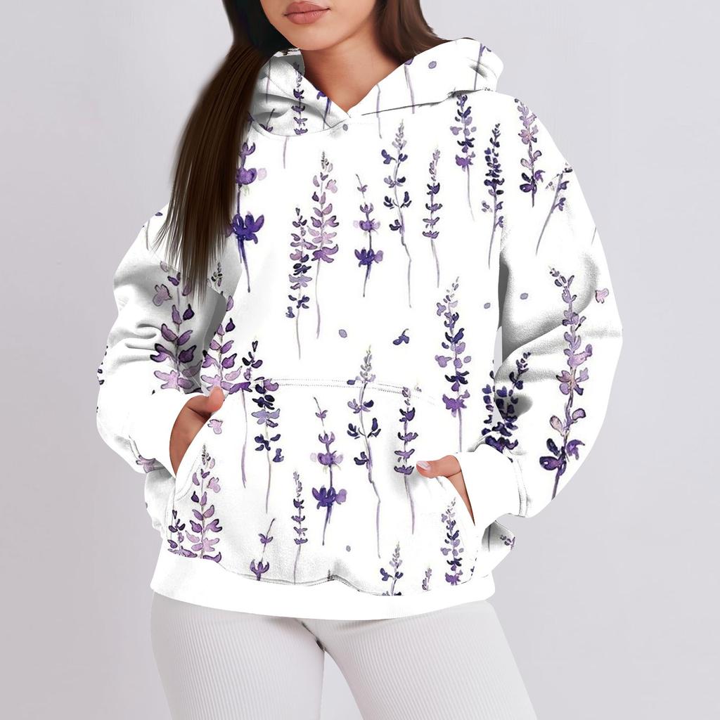 Женская мода повседневный пуловер с капюшоном толстовка с принтом длинный рукав толстовка