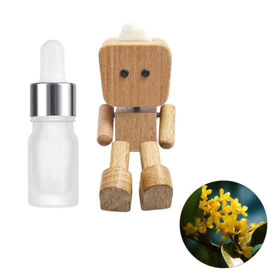 Wooden Man Figurine with Swing Feet Car Aromatherapy Ornament Handcrafted Wooden Art Piece Auto Decor