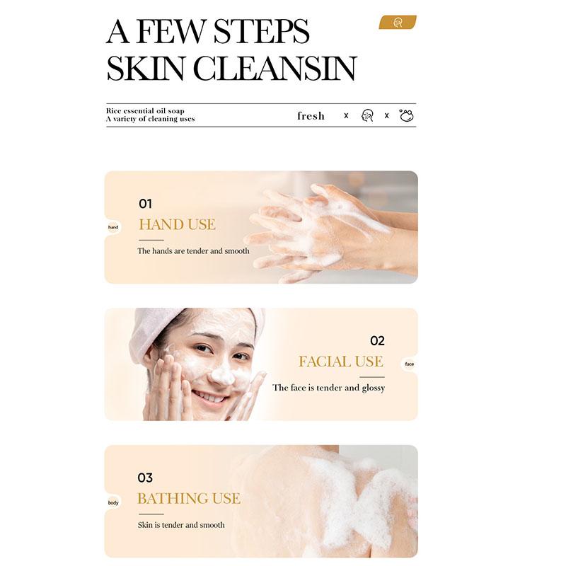 Натуральное мыло с экстрактом риса для лица и тела, ручной работы, увлажняющее очищающее средство с эфирными маслами, контроль жирности 100 г