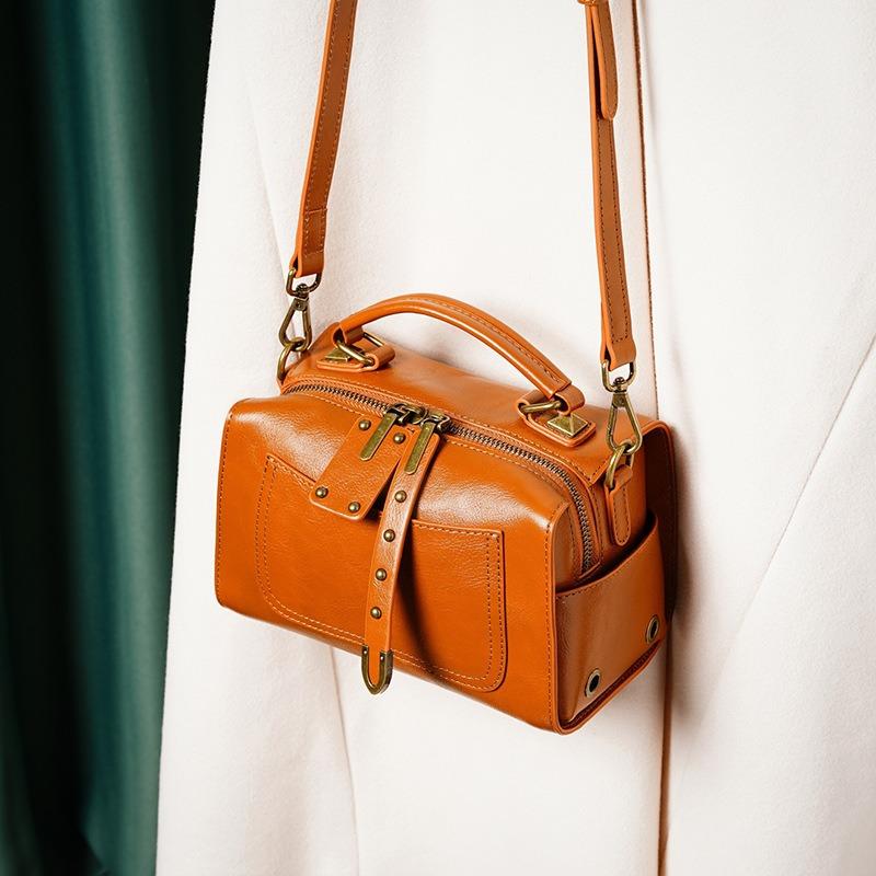 Сумка-подушка Commuter Vintage Top Layer из воловьей кожи с горизонтальным креплением для рук из натуральной кожи для женщин через плечо