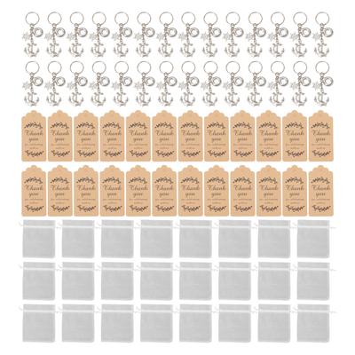 24 набора брелоков-якорей, сувениры для вечеринки, подарочные мешочки на шнурке, бирки «Спасибо», изысканный якорь