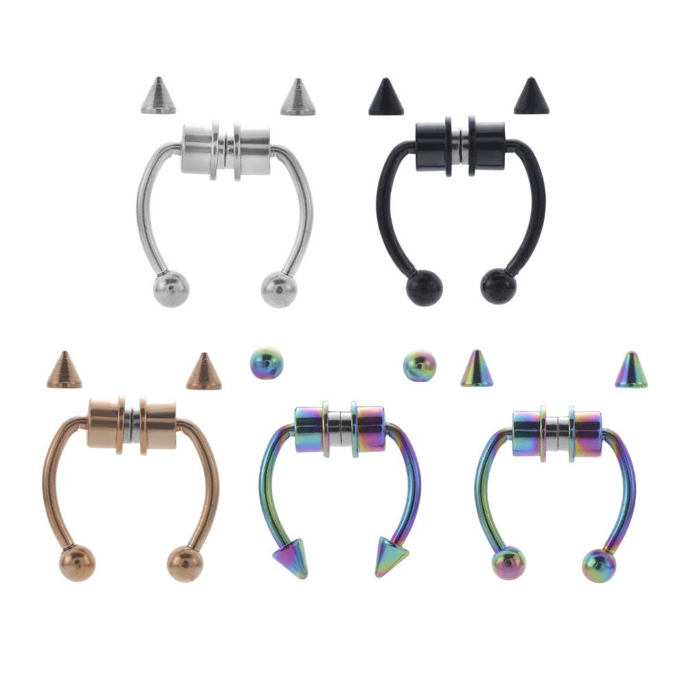 1 шт. U-образное кольцо для носа, обруч, перегородка, рок, магнит из нержавеющей стали, пирсинг носа, пирсинг в стиле панк, украшения для тела