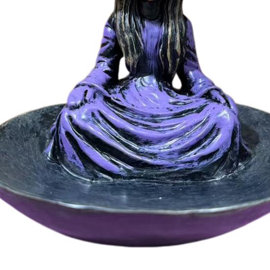 Meditating Witch Garden Bird Feeder Purple Hat Witch Wild Bird Seeds Tray