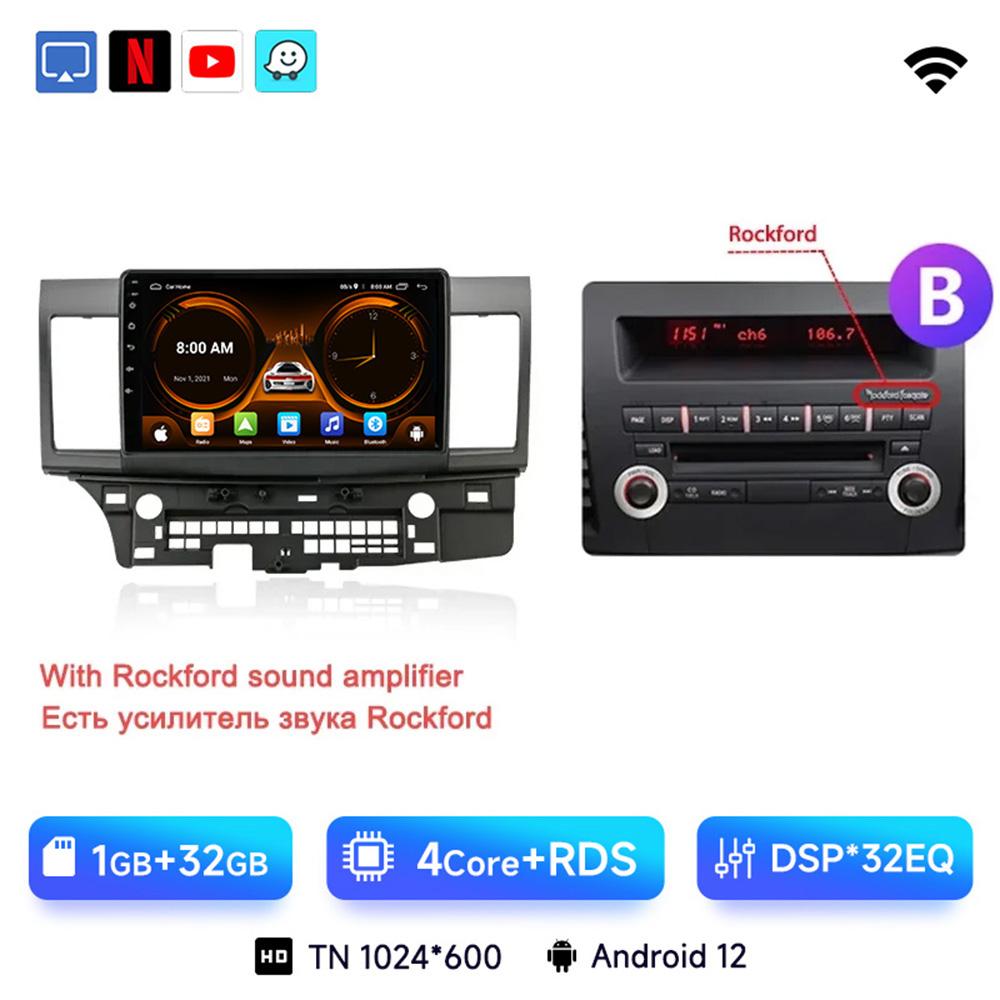 JIUYIN Автомагнитола для Mitsubishi Lancer 10 CY 2007 - 2017 Android 13 Carplay Мультимедийный Видеоплеер 2 Din GPS IPS 4G Стерео DVD