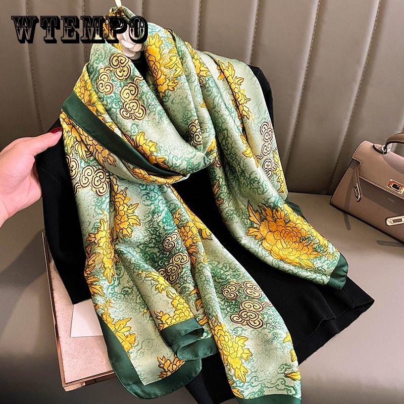 Smooth Silk Scarf for Women Floral Print Elegant Pashmina Scarfs Female Foulard Hijab Luxury Shawls Beach Lady Stoles Scarve