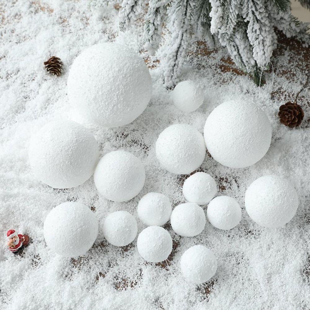 6pcs 4/6/8CM Christmas Snowballs Round Xmas Tree Hanging Pendant  New Year Gift
