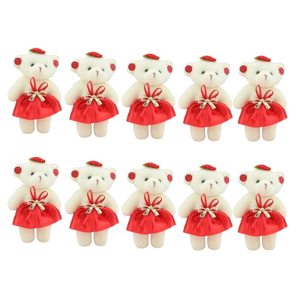 10pcs/set Plush Animal Mini Bear Flower Bouquet Cartoon Bear Plush Toys  Valentine's Day