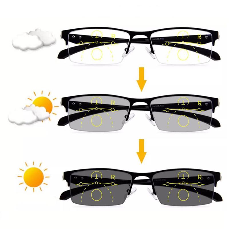 Титановые фотохромные прогрессивные очки для чтения для мужчин, гиперметропия, пресбиопия, диоптрии, для улицы, линзы для пресбиопии, очки