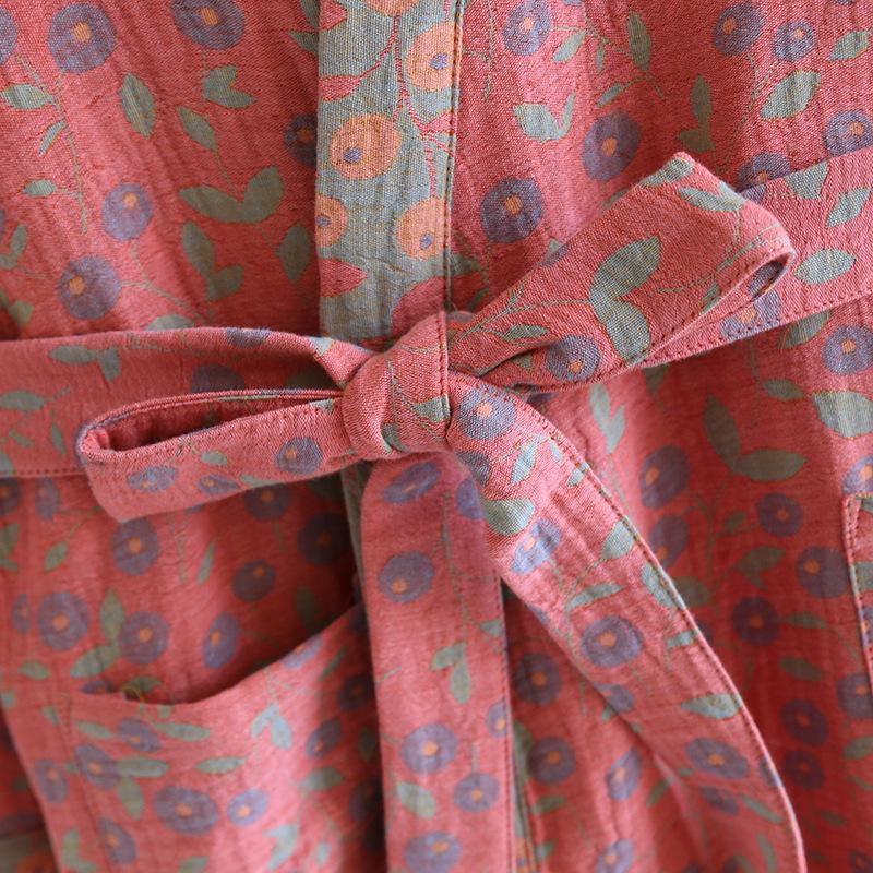 Женский жаккардовый кимоно-халат из пряжи, 100% хлопок, повседневный свободный крой для весны, лета и осени