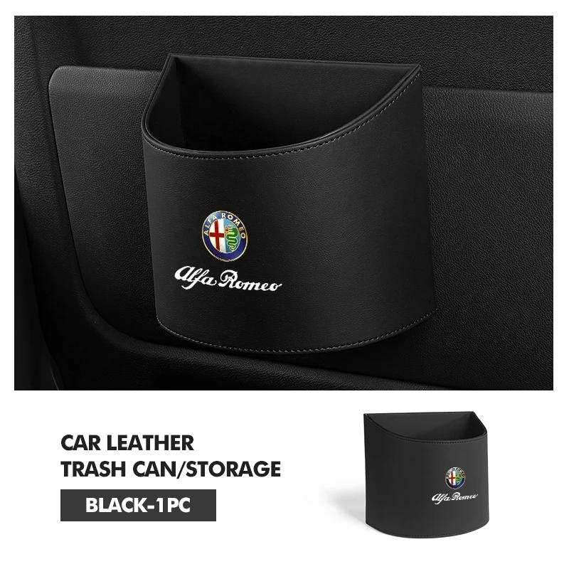 Car Stickers For Alfa Romeo Leather Car Logo Water Cup Organizer Holder NO Hanging Waterproof Trash Bin For Alfa Romeo Giulietta 94
