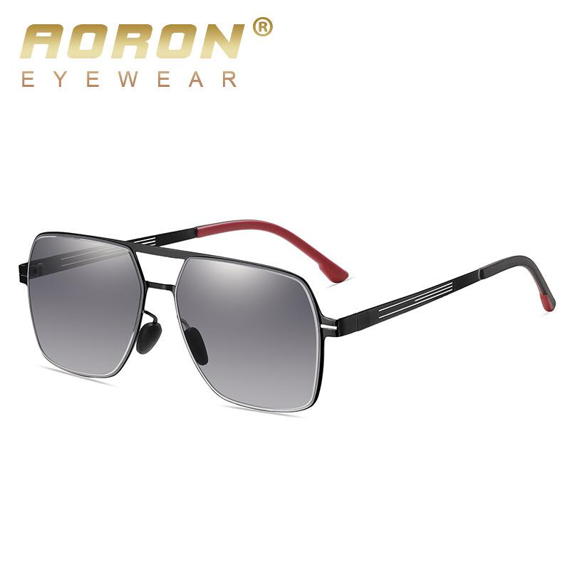 aoron Double Beam Driving Sunglasses Fashion Men's Metal Large Frame Outdoor Sunglasses