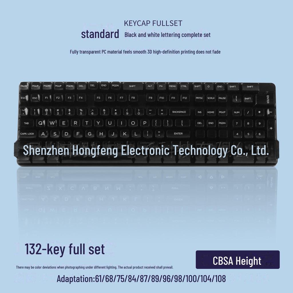 Universal Transparent Mechanical Keyboard Keycap Set: High Light Transmittance, Fits 61/68/87/98/104/132 Key Models