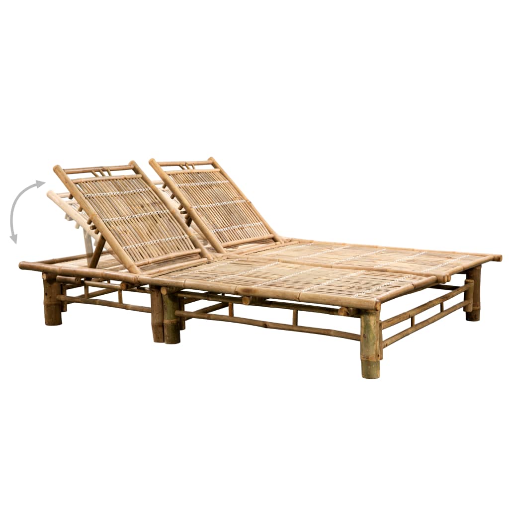 2 Person Sun Lounger with Cushions Bamboo