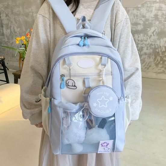 Рюкзак для ноутбука для девочек Водонепроницаемый рюкзак с прозрачным передним карманом Рюкзак большой вместимости с мягкими лямками для школы, улицы, путешествий