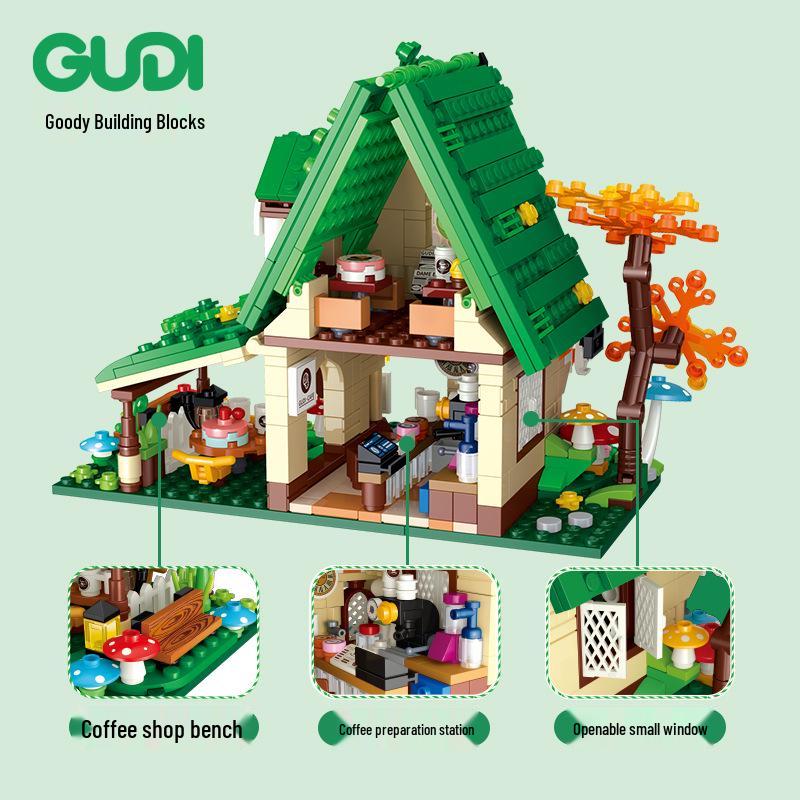 Gudi Educational Building Blocks: Coffee Shop Model Puzzle for Kids