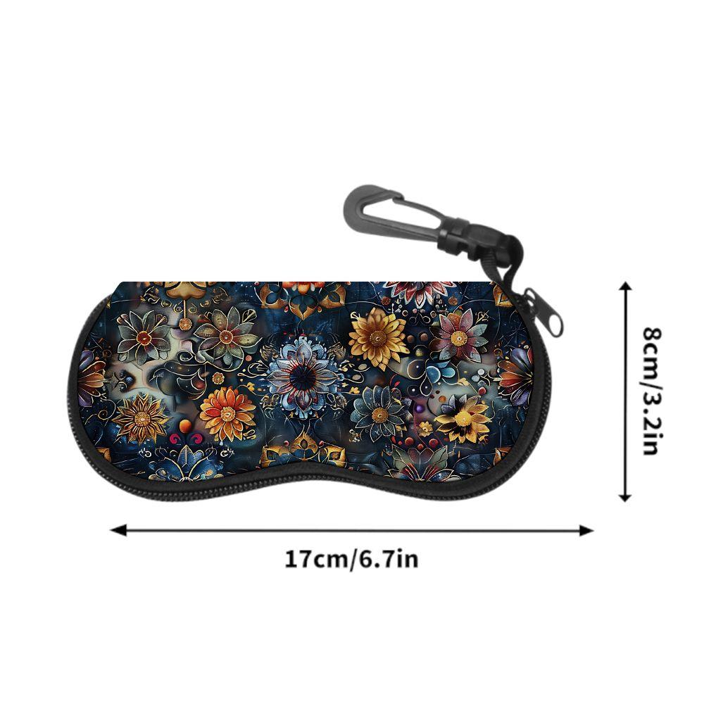 2D-Vintage Floral Mandala Print Sunglasses Case, Decorative Bohemian Style Eyeglasses Protective Box, Stylish Travel Eyewear Holder Accessories Gift