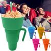 Snack Cup 2 In 1 Multifunction Color Changing Stadium Tumbler Snack And Drink Cup with Straw for Movies Home Use