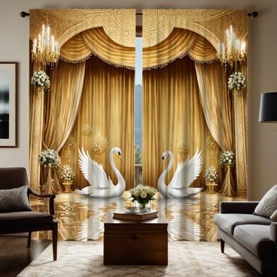 2 шт. HD цифровые европейские роскошные шторы в виде белоснежного лебедя для украшения дома, стиль украшения гостиной, спальни, занавески на стержнях