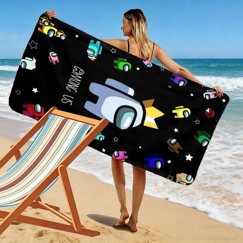 Among Us Print Beach Towel, Large Soft Quick Dry Towel for Beach Camping Swimming
