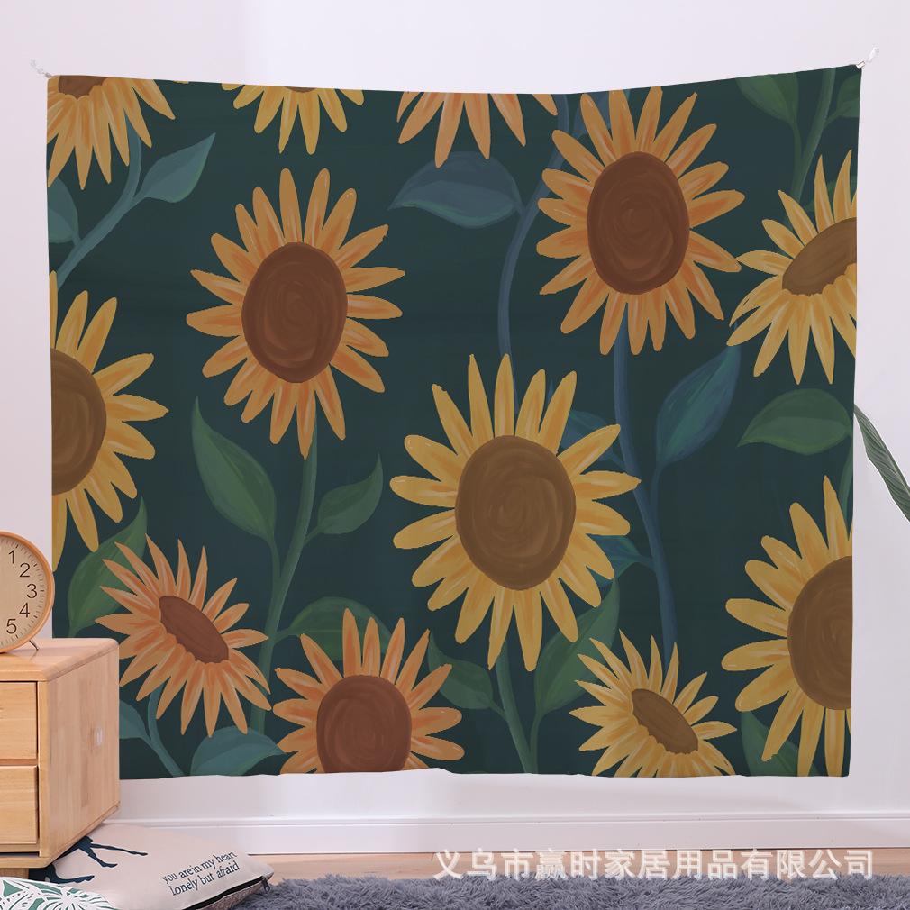 Подсолнух Подвесная ткань Фоновая ткань Украшение спальни Ткань для изголовья кровати Настенное крепление для гостиной Подвесное одеяло