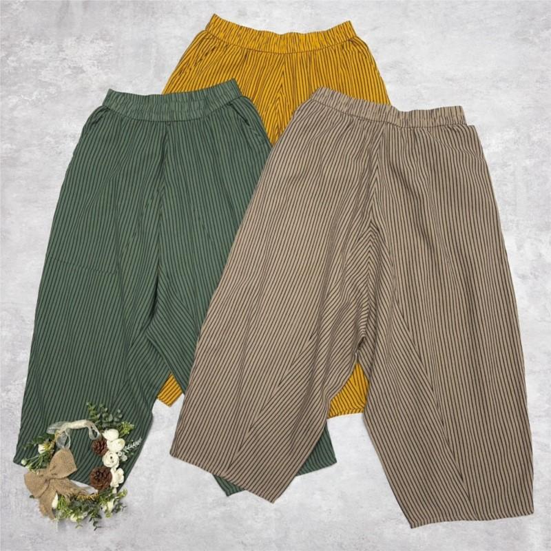 Johnature Японские полосатые повседневные брюки весна-лето свободные широкие женские шаровары длиной до щиколотки