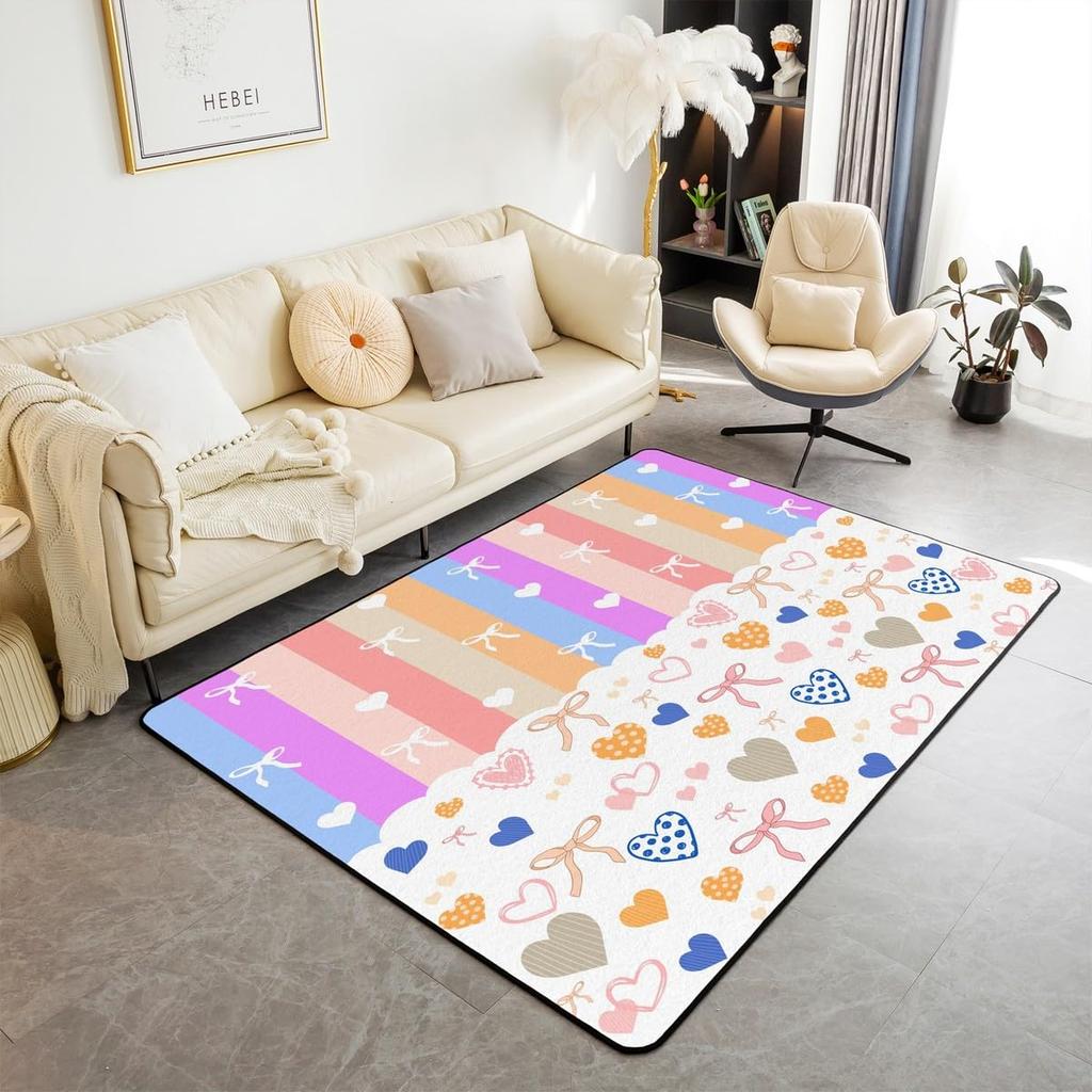 King and Queen Crown Area Rug Romantic Gold White Loving Heart Rugs for Living Room 39"x59",Couple Lover Gray and Black Washable Rug,Wedding