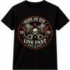 Футболка байкера Ride Or Die Live Fast Череп Поршни Гараж Винтажная Графическая футболка