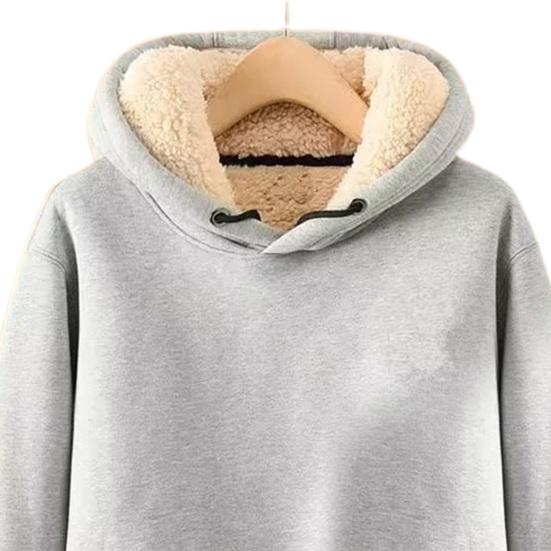 Men Sweatshirt Long Sleeve Loose Padded Drawstring Men Winter Hooded Sweatshirt Daily Wear