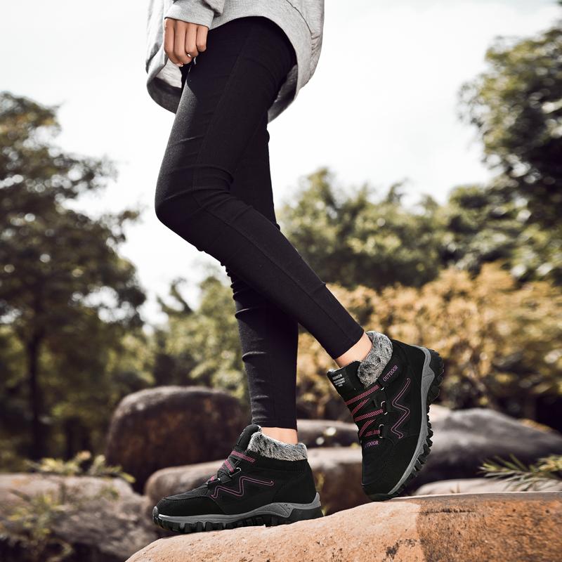 Женские зимние плюшевые зимние ботинки, нескользящие кроссовки для активного отдыха, женские теплые водонепроницаемые ботинки, модная теплая зимняя обувь