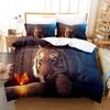 3D Tiger Bedding Set King Queen Full Twin Size Brown Animal Duvet Cover Jungle Wildlife Comforter Cover Polyester Quilt Cover