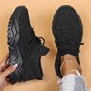 Thick Soled Oversized Sports Mesh Breathable Women's Shoes Socks Solid Color Cuffs, Lace Up Fashion Non Slip Women's Shoes