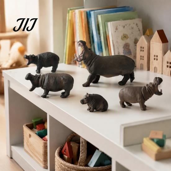 Realistic Hippo Figurine Simulation Hippopotamus Figurine, Lifelike Statue Sculpture, River Wild Animal Educational Toy Horse Model for Desk